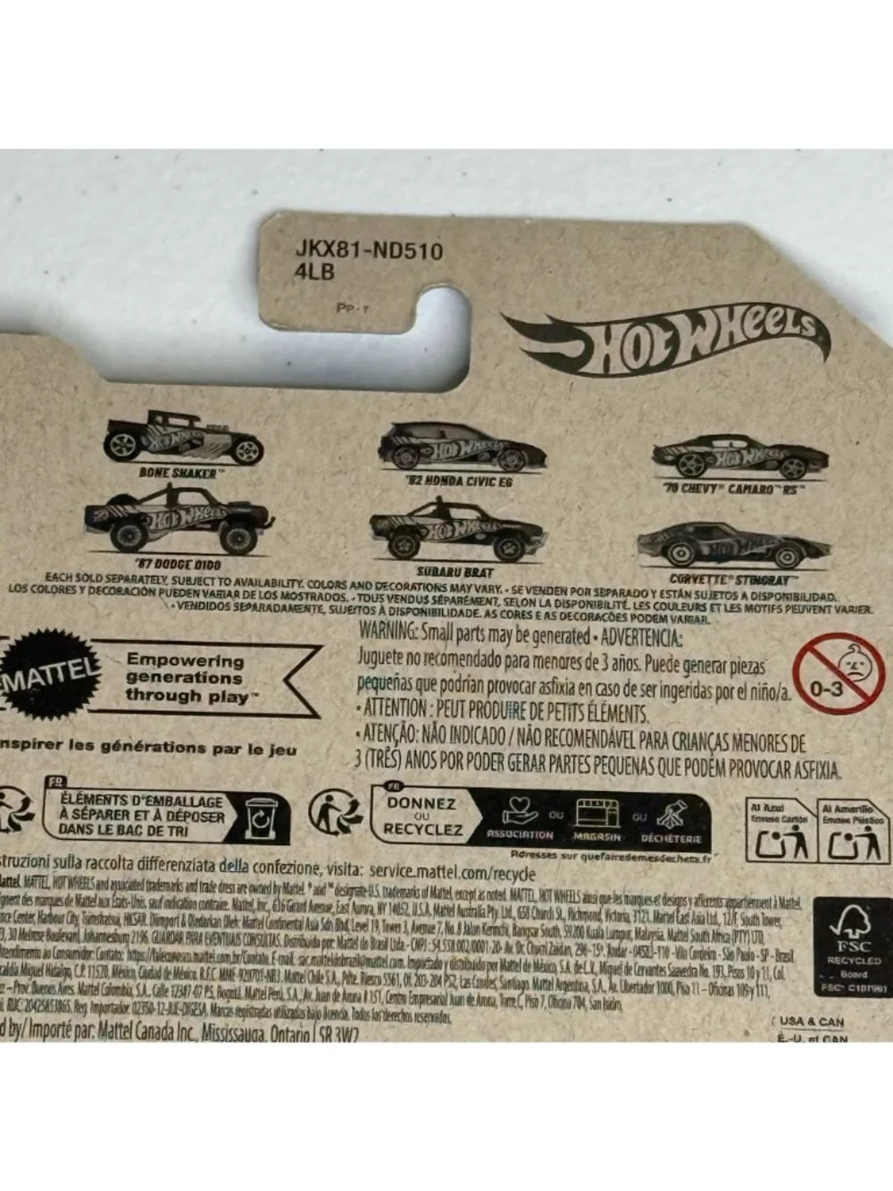 Hot Wheels Bone Shaker Blue Gold HW Flames 5/5 Diecast Car